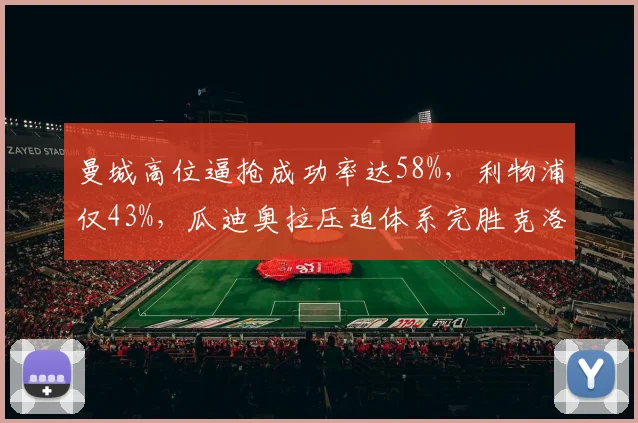 曼城高位逼抢成功率达58%，利物浦仅43%，瓜迪奥拉压迫体系完胜克洛普